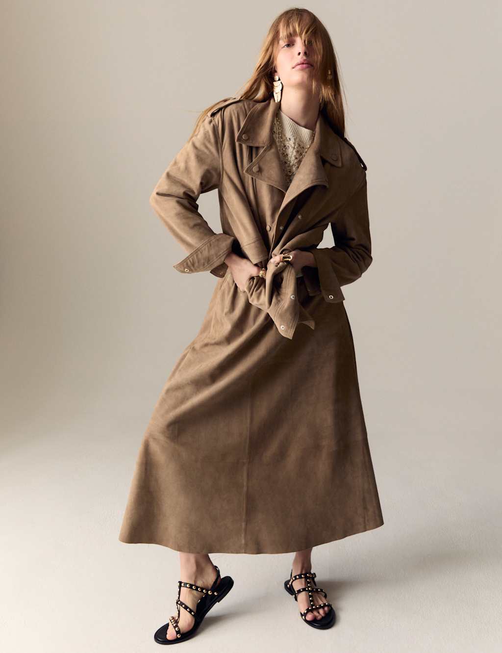 Suede Pleated Midi Skirt 5 of 5