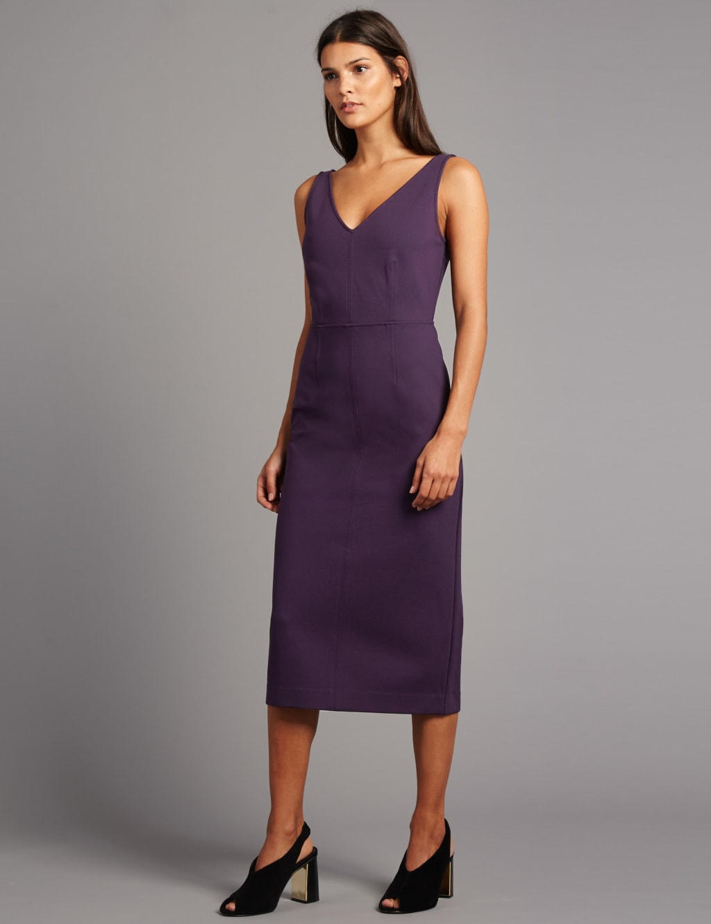 Back Zipped Bodycon Midi Dress 1 of 4