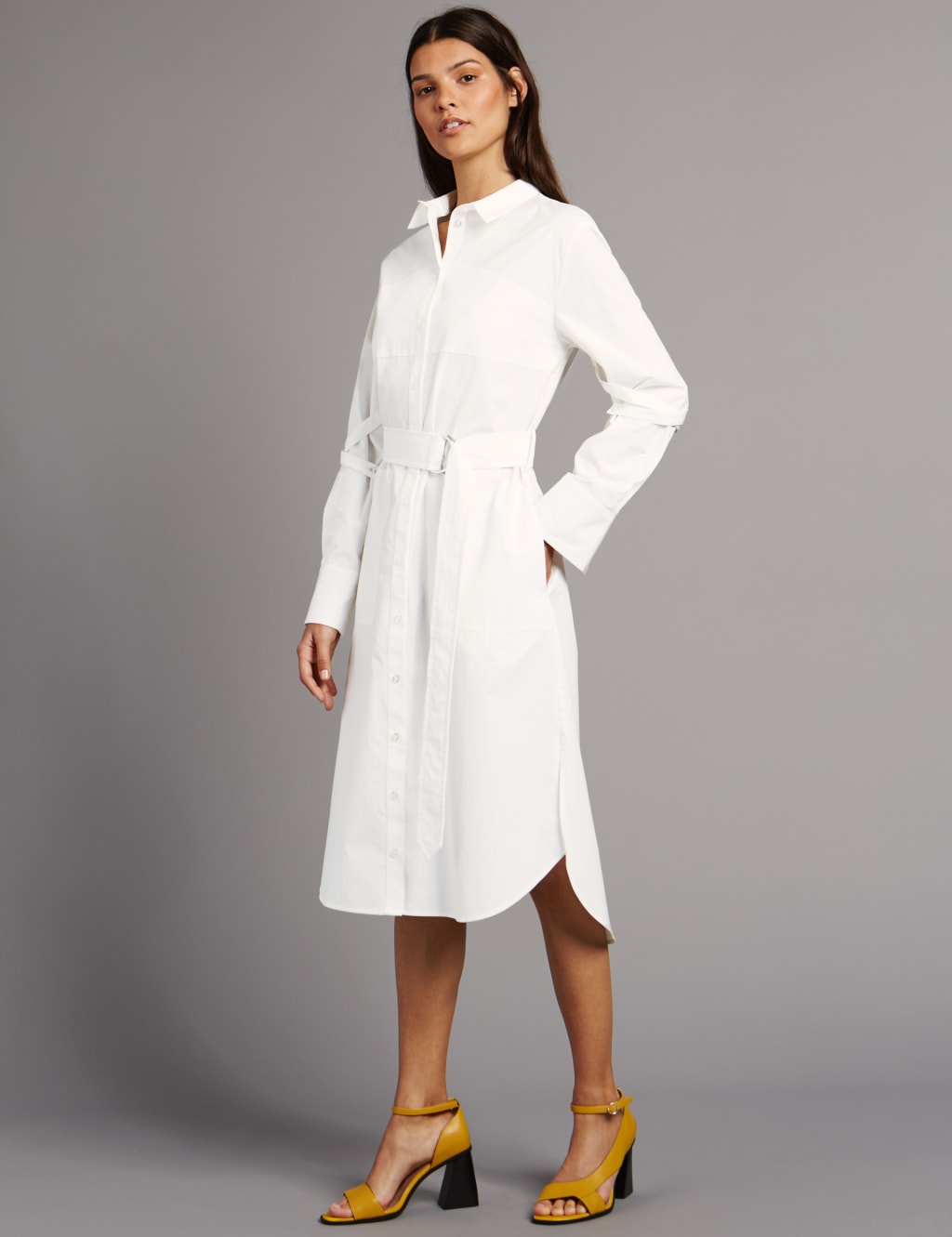 Pure Cotton Shirt Dress with Belt 1 of 5