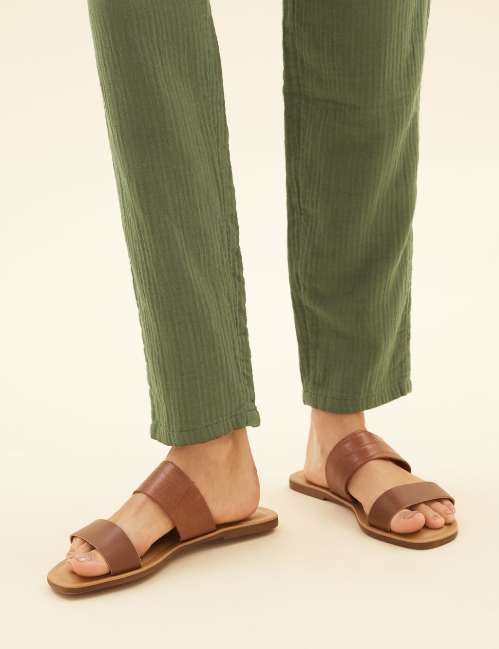 Pure Cotton Tapered Ankle Grazer Trousers 5 of 6