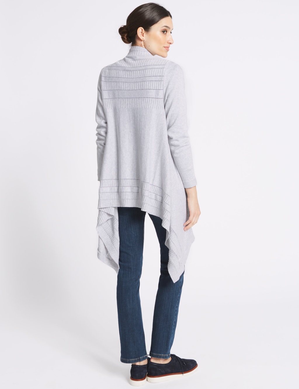 Pure Cotton Textured Waterfall Cardigan Per Una M S