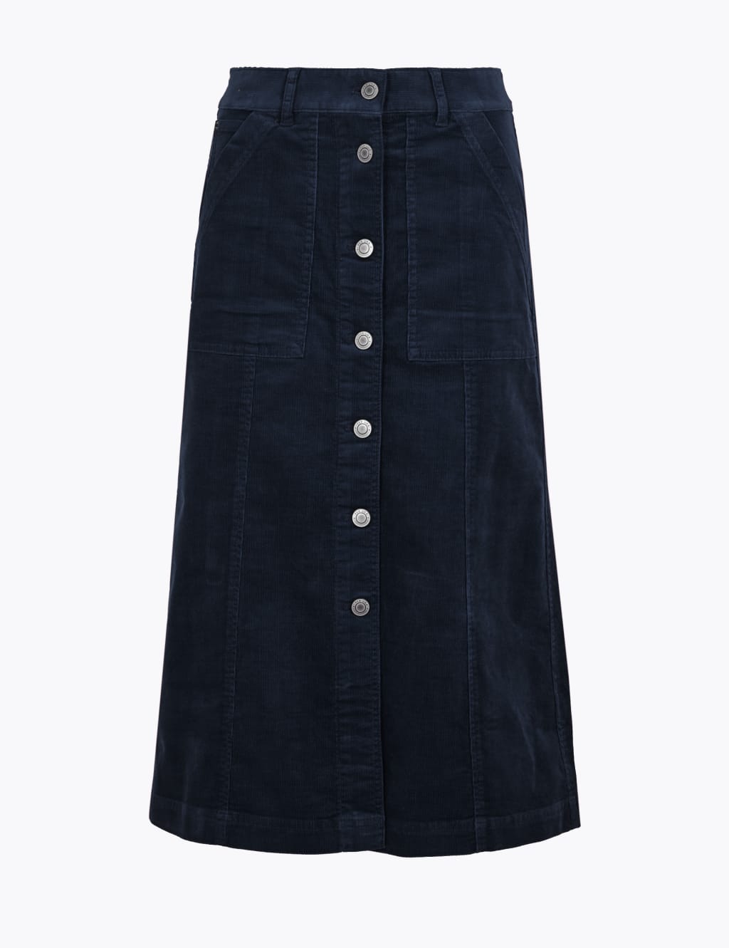 Corduroy Button Front Midi A-Line Skirt 2 of 6