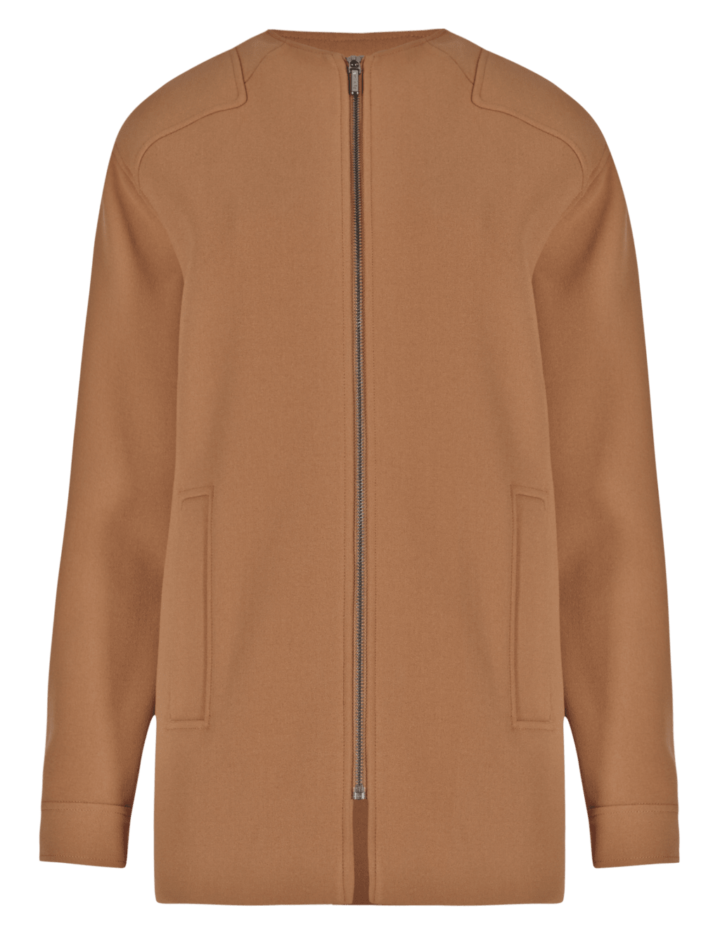 Oversized Collarless Panelled Bomber Coat 2 of 4