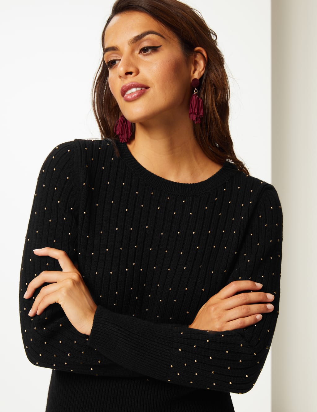 Embellished neck jumper new arrivals