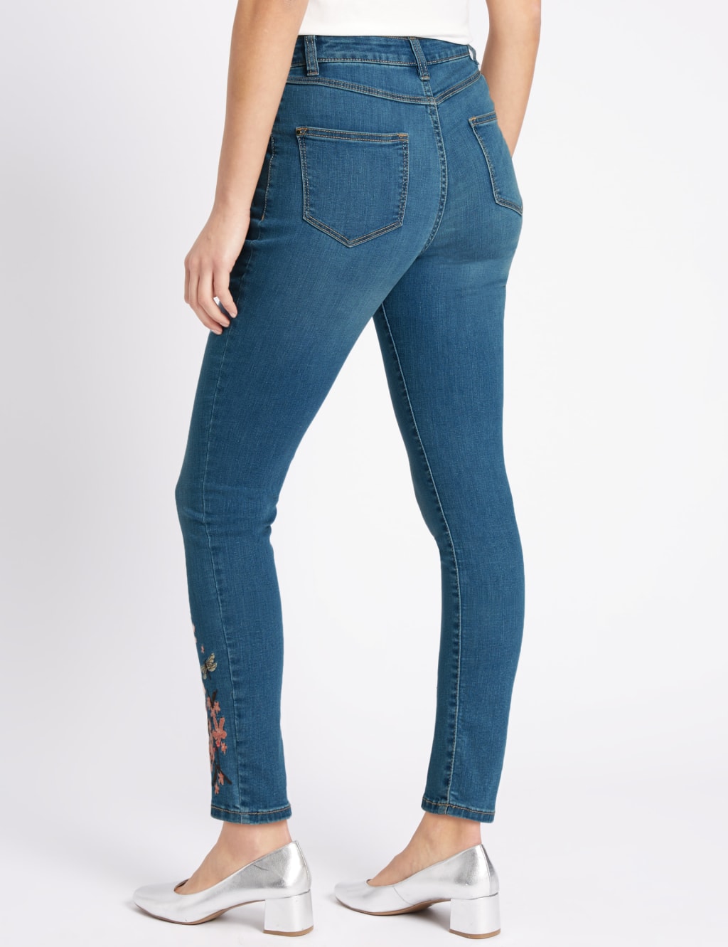 Embroidered Roma Rise Skinny Leg Jeans Per Una M S