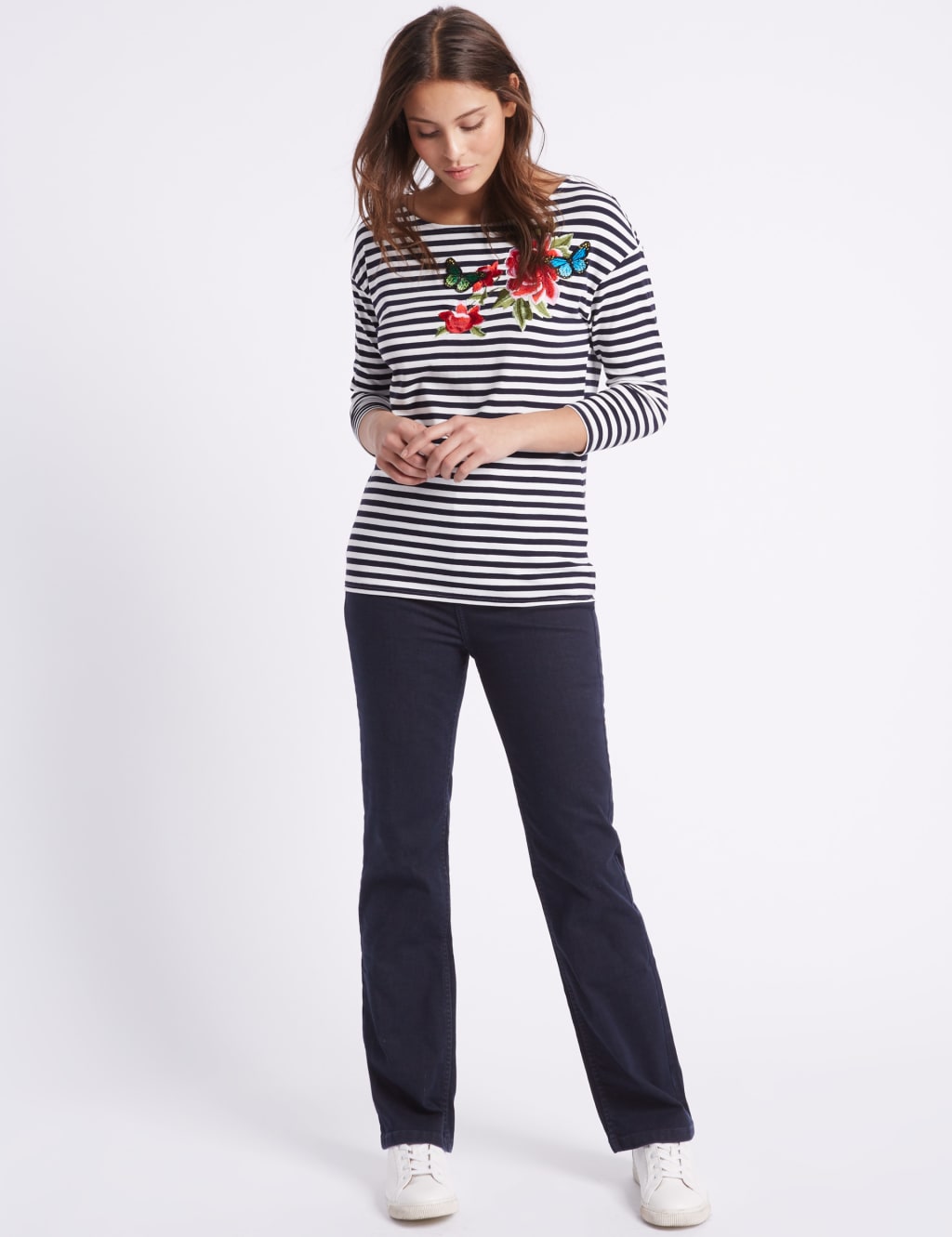 Rivet Detail High Waist Straight Leg Jeans 1 of 7