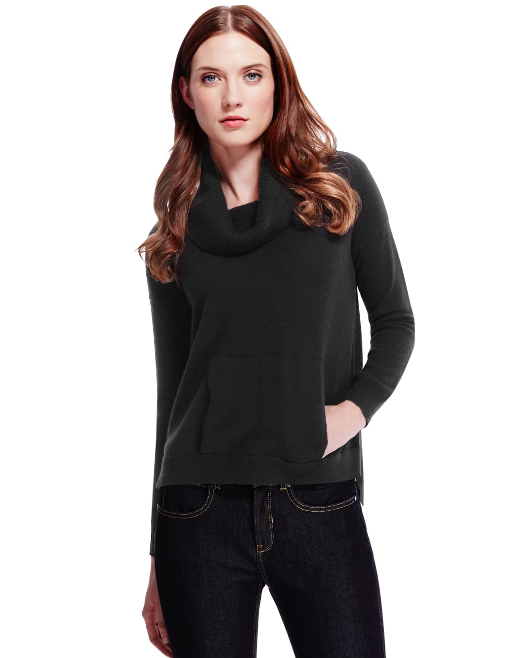 Cashmere Cowl Neck Jumper with Silk Autograph M S
