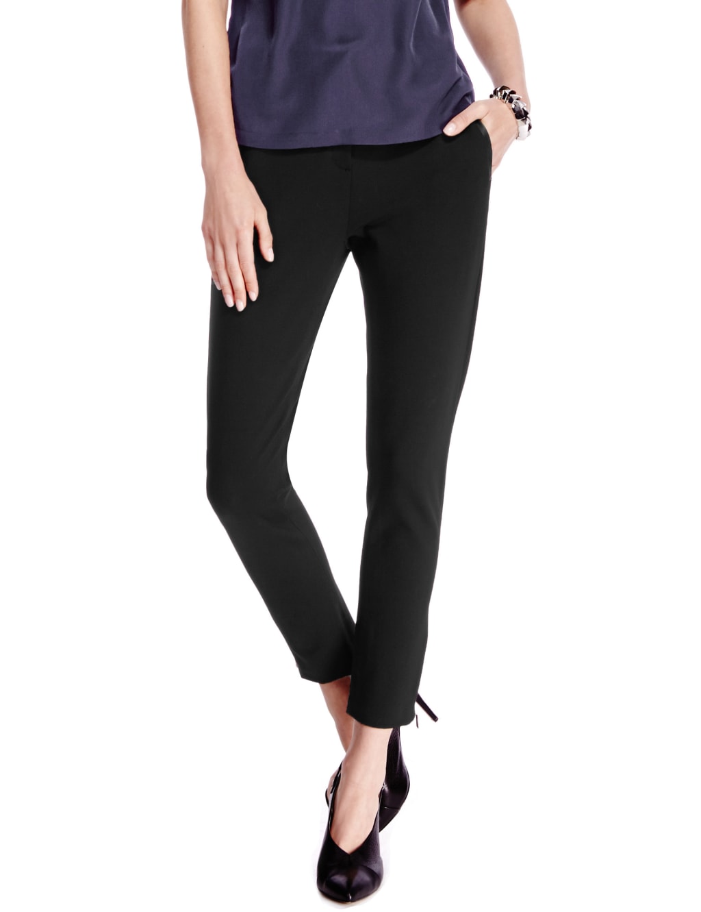 Faux Leather Trim Ponte Treggings 1 of 4