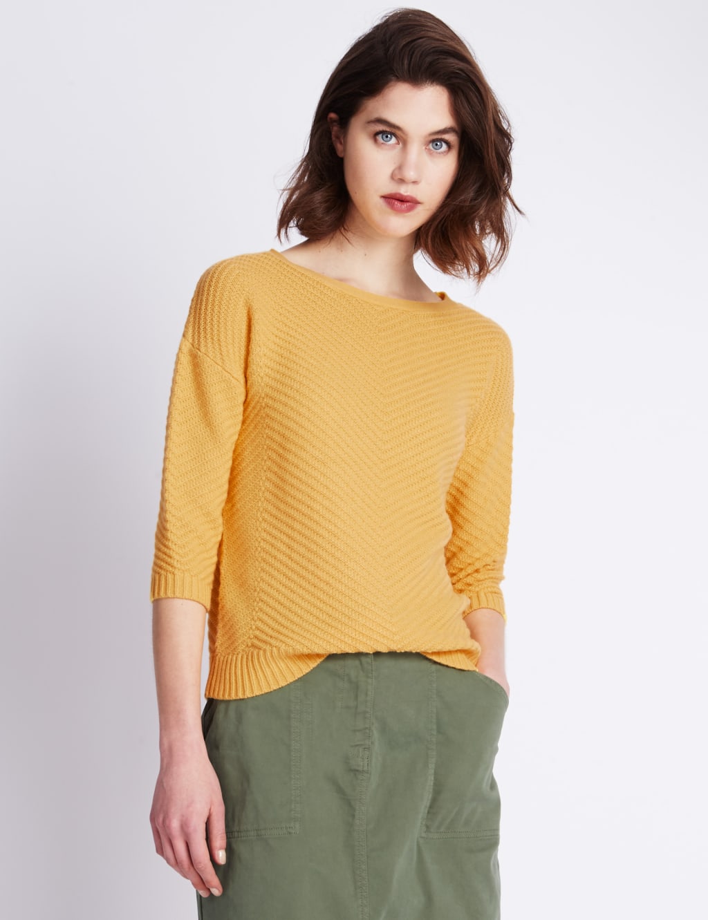 Soft 3 4 Sleeve Chevron Jumper Per Una M S