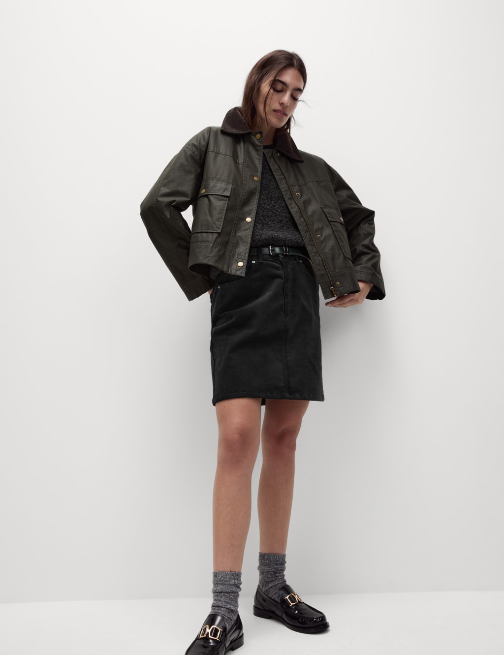 Black cord skirt m&s clearance