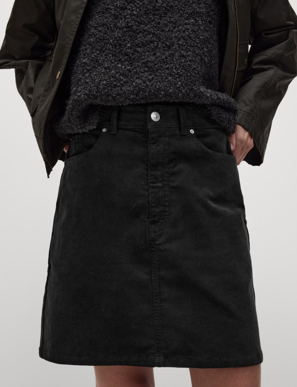 Black cord a line mini skirt best sale