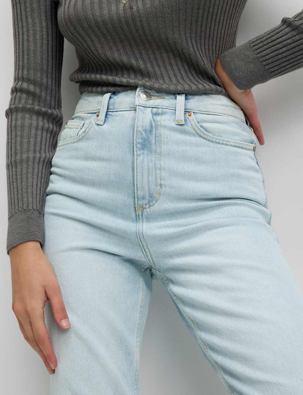 High Waisted Stovepipe Straight Leg Jeans 4 of 6
