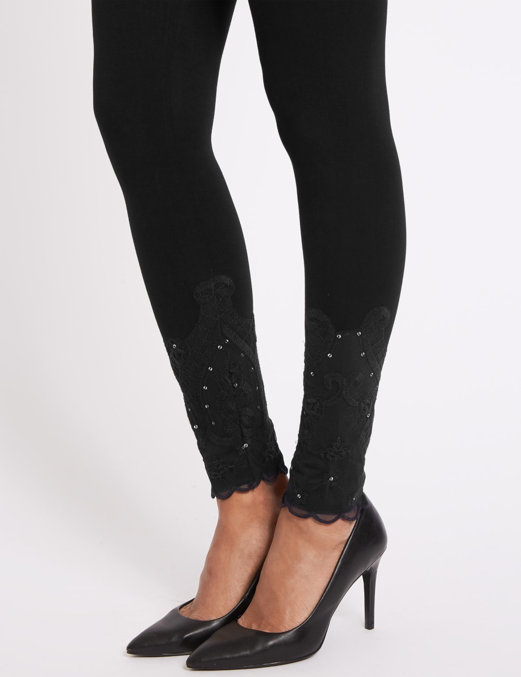 Embroidered Lace Hem Leggings 6 of 6