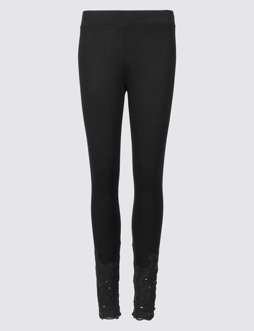 Embroidered Lace Hem Leggings 2 of 6