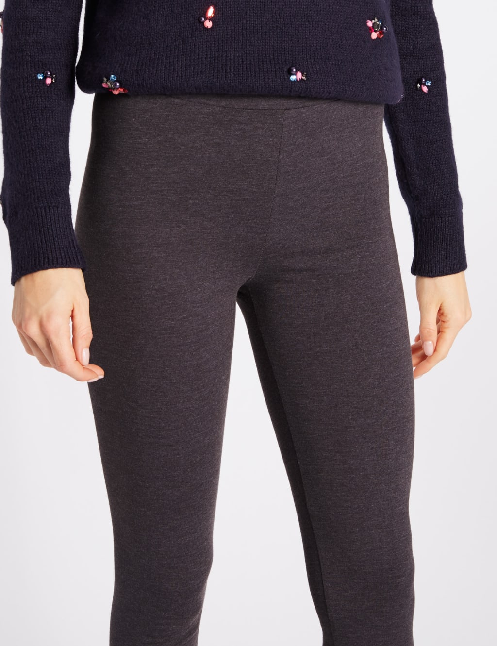 Cotton Blend Lace Insert Leggings 5 of 6