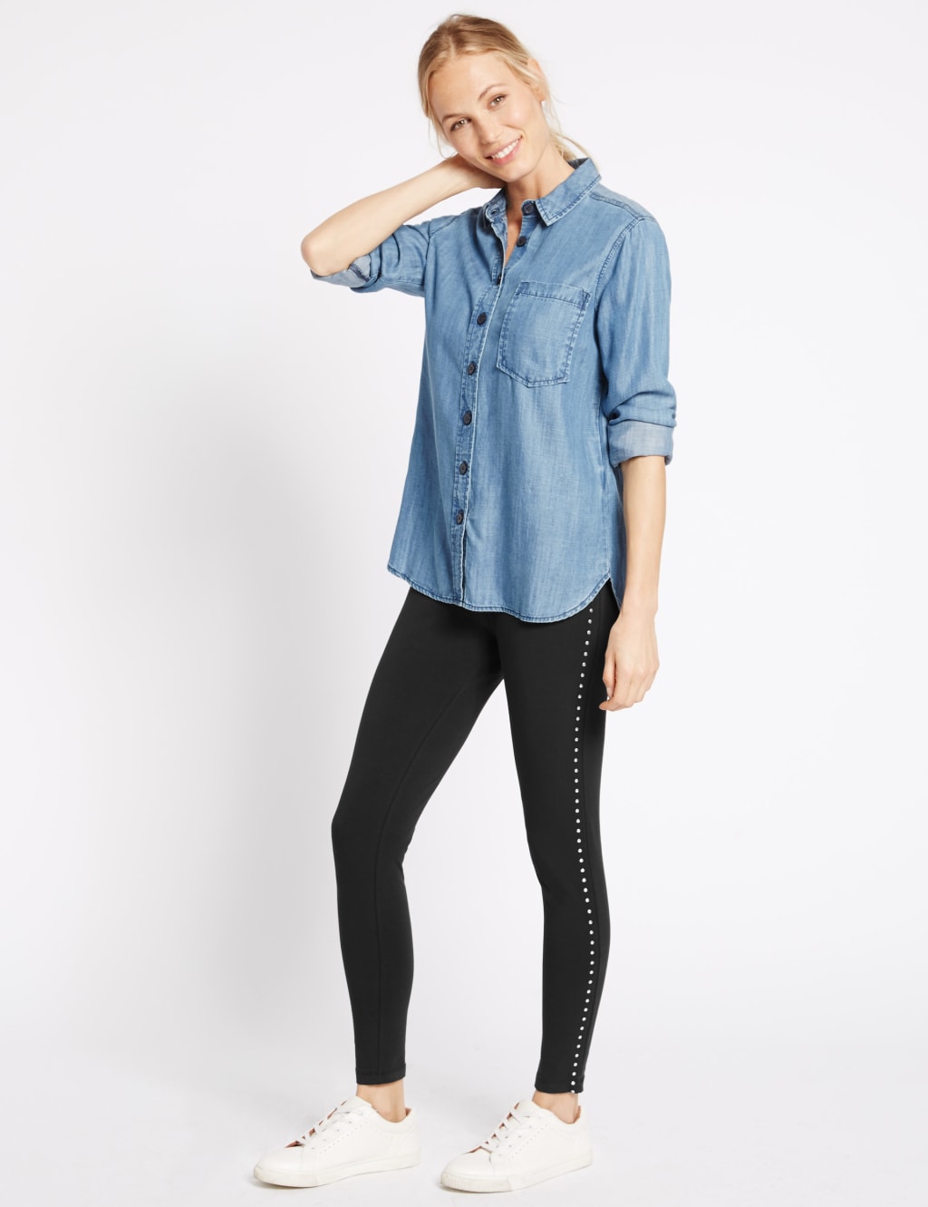 Cotton Rich Stud Detail Leggings 1 of 6