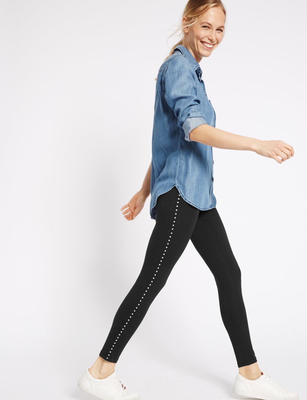 Cotton Rich Stud Detail Leggings 3 of 6