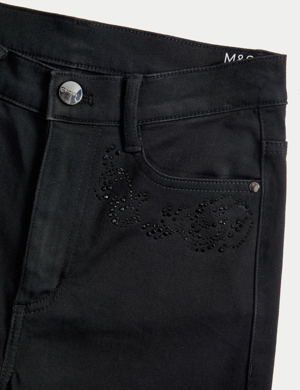 High Waisted Embellished Straight Leg Jeans