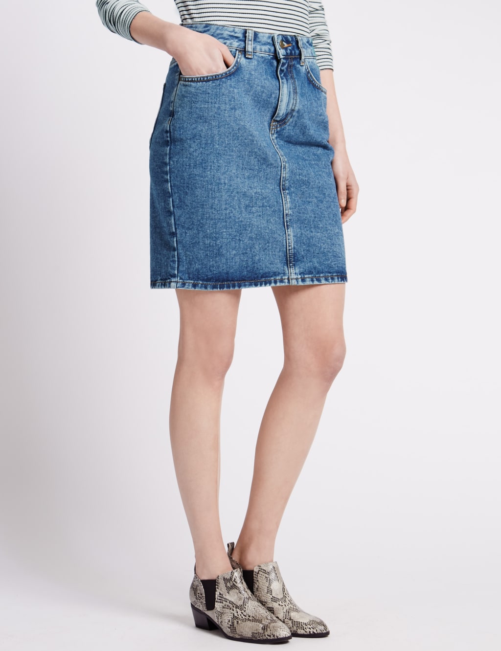 Denim A-Line Mini Skirt 1 of 3