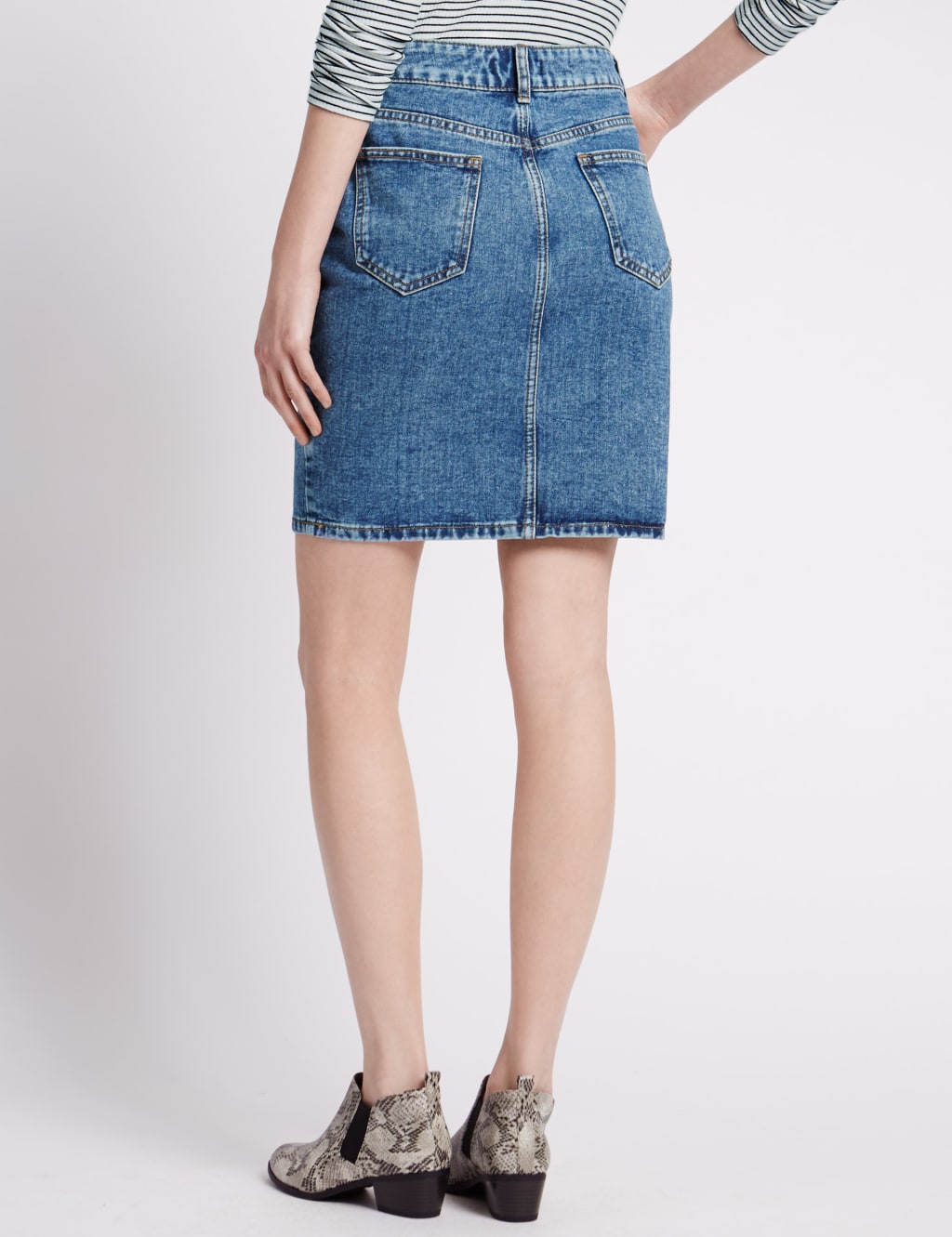 Denim A-Line Mini Skirt 3 of 3