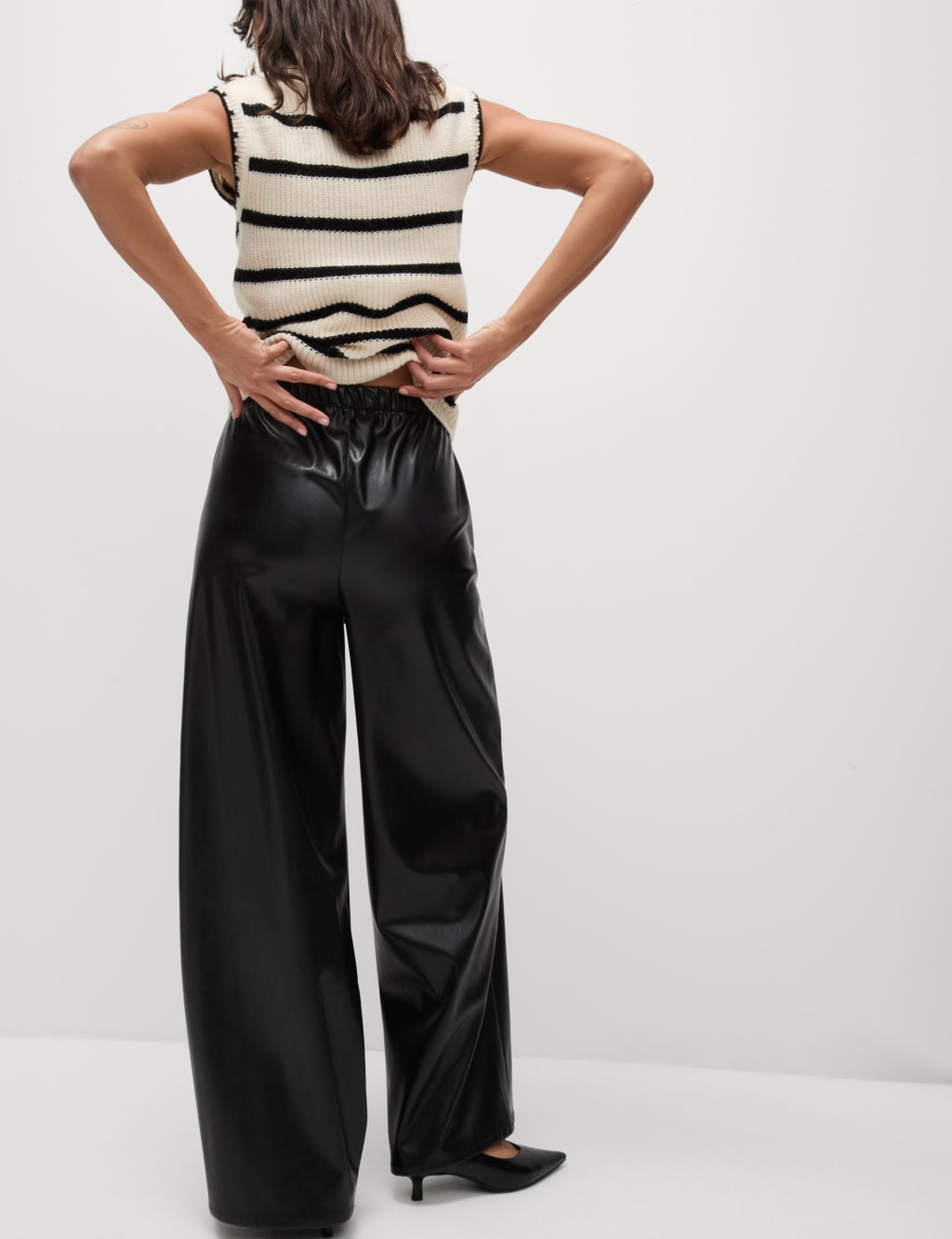 Leather Look Wide Leg Trousers M S Collection M S