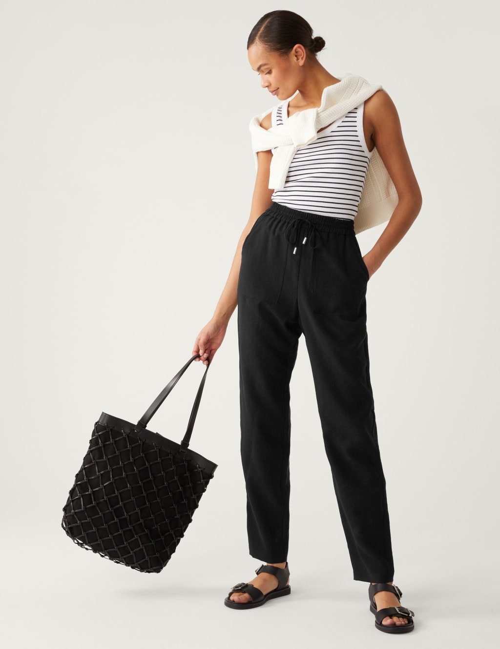Lyocell Rich Tapered Ankle Grazer Trousers 1 of 5