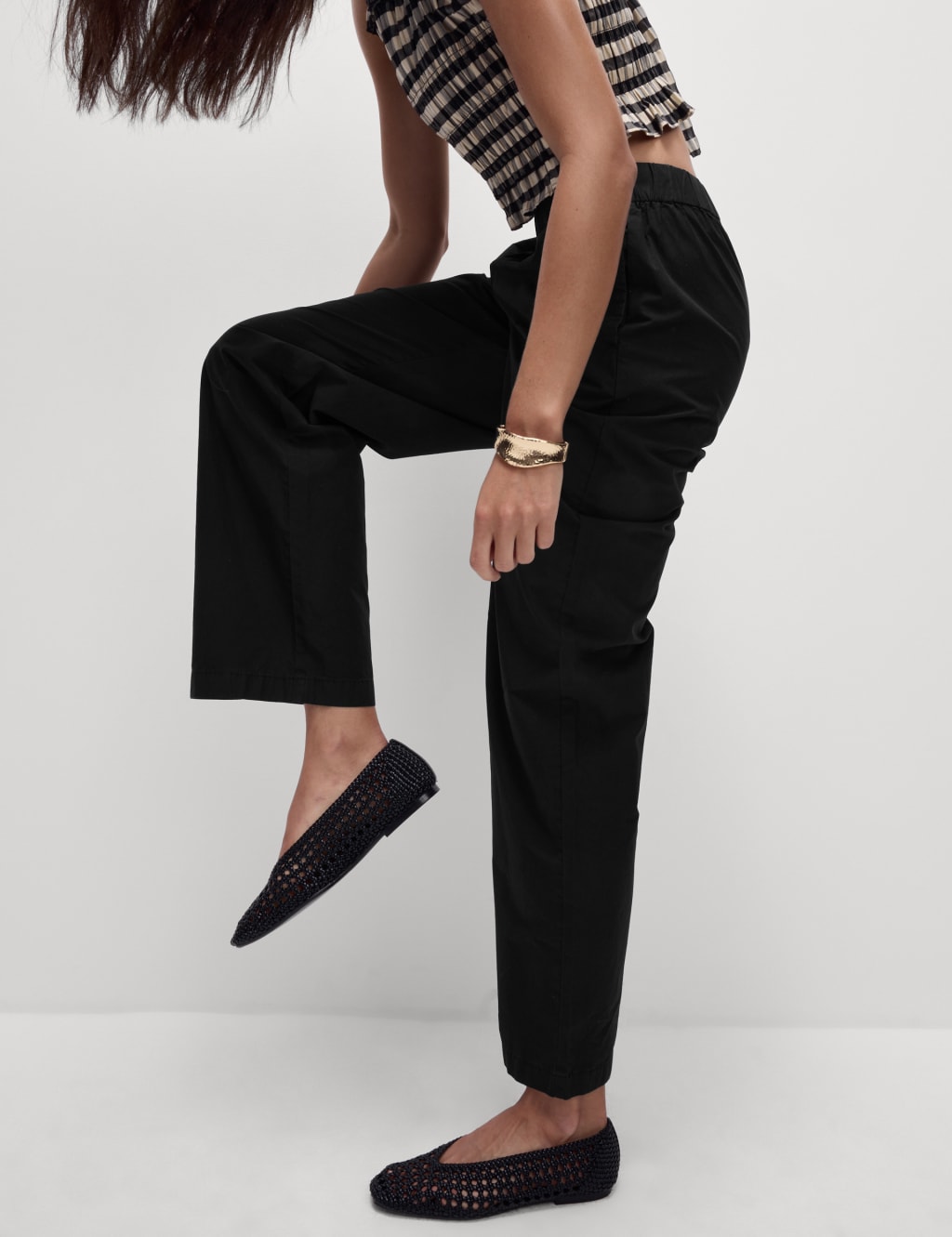 Pure Cotton Poplin Straight Leg Trousers 4 of 4