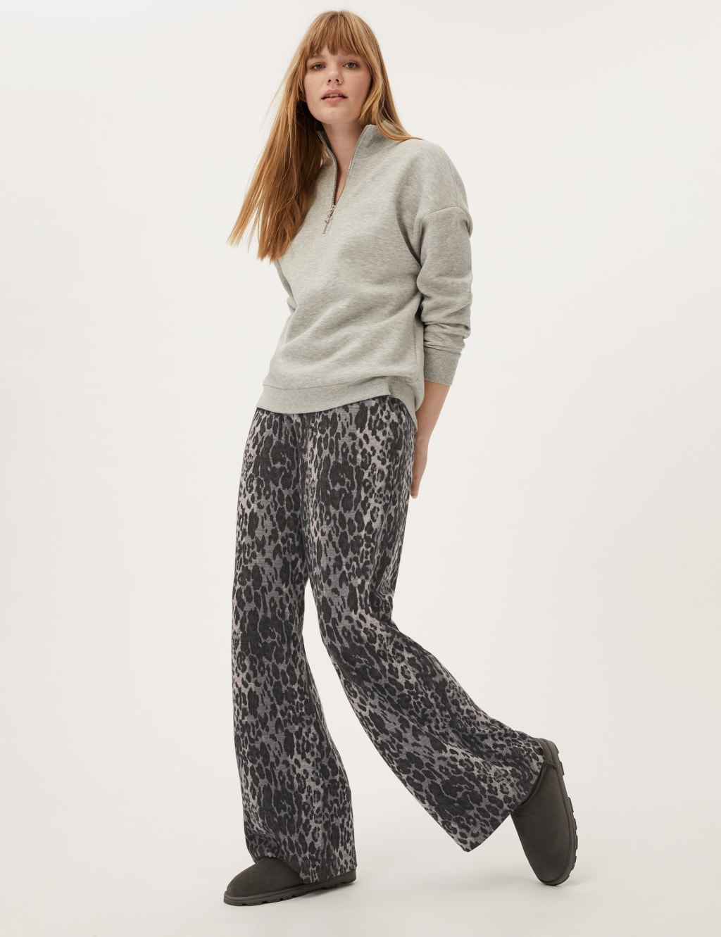 JERSEY ANIMAL PRINT WIDE LEG JOGGER M S Collection M S