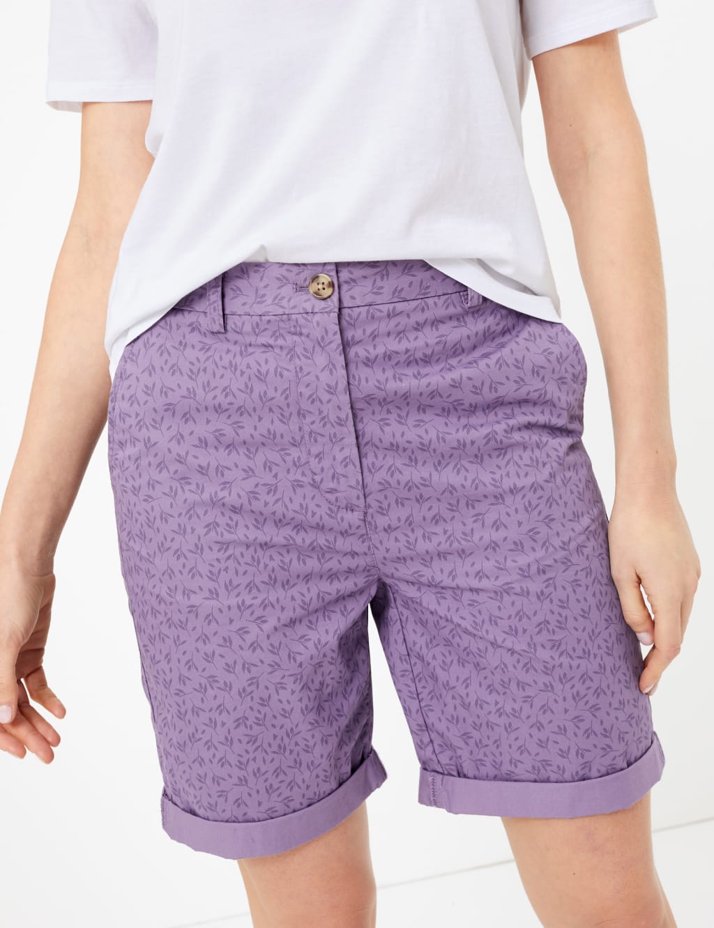 Pure Cotton Printed Chino Shorts M S Collection M S