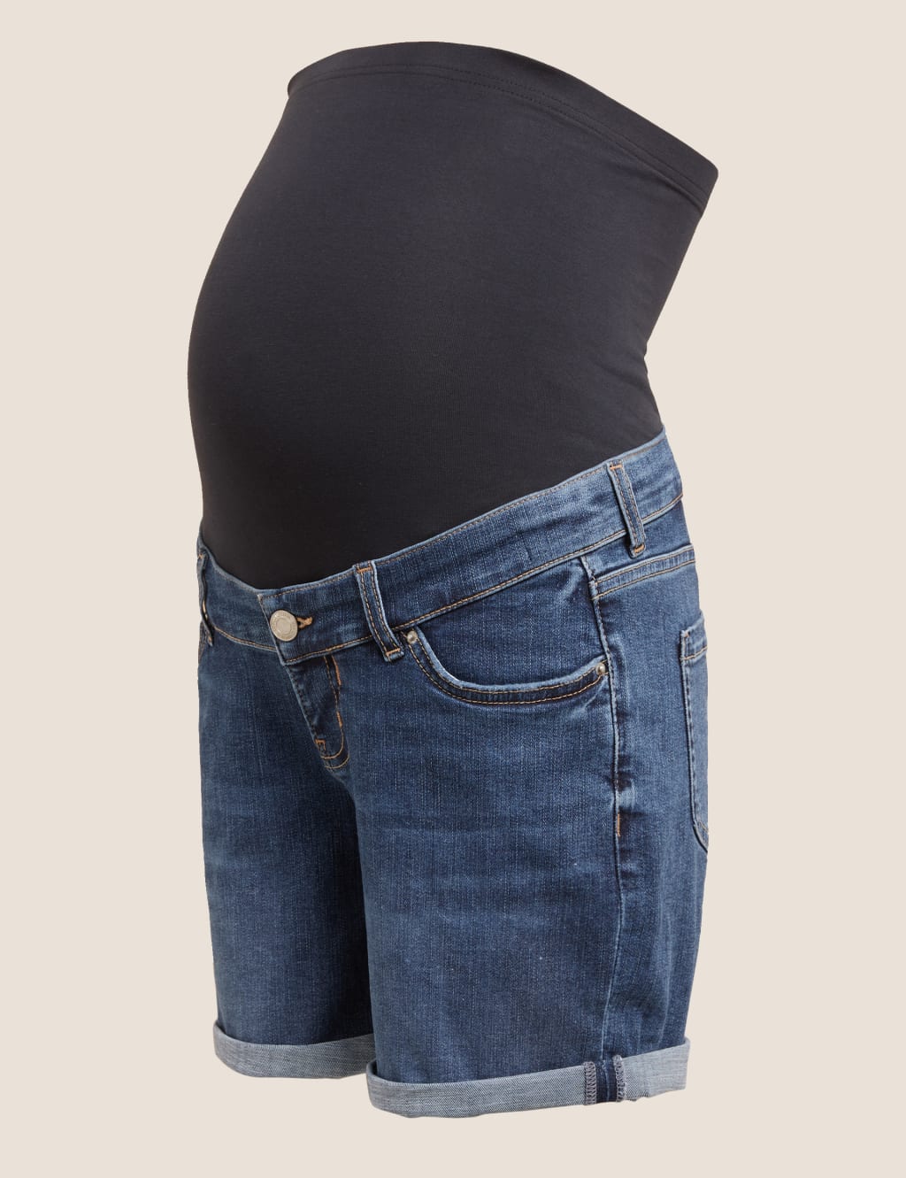 Maternity Denim Boyfriend Over Bump Shorts 2 of 5
