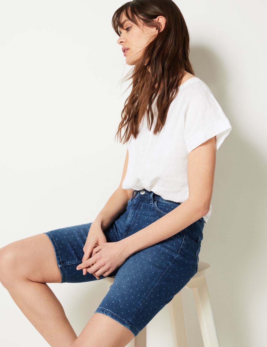 Bermuda Knee Length Denim Shorts 1 of 4