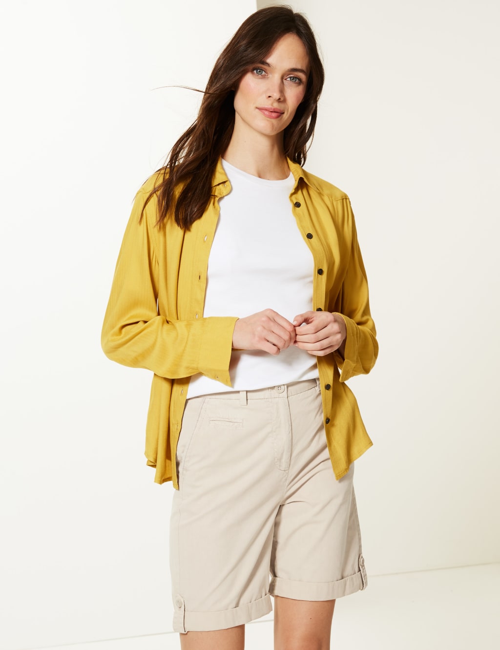 Longer Length Pure Cotton Chino Shorts M S Collection M S