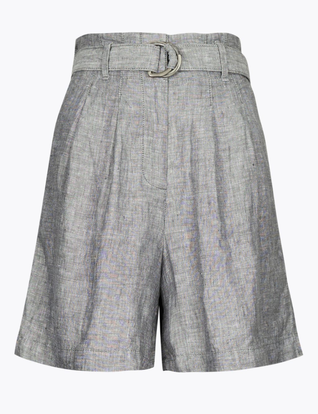 Pure Linen High Waist Belted Shorts 2 of 4