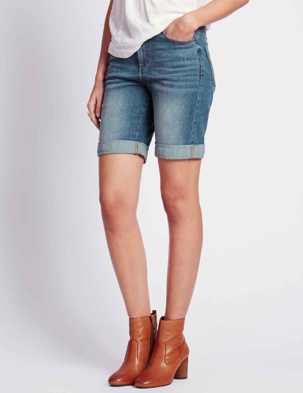 Boyfriend Denim Shorts Indigo Collection M S
