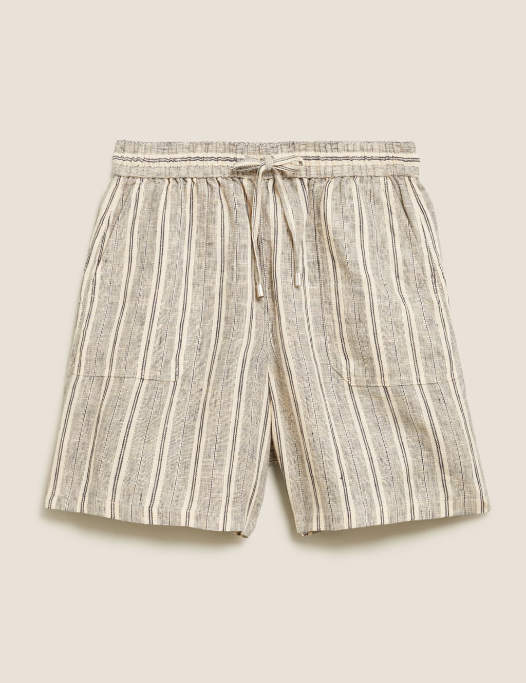 Pure Linen Striped High Waisted Shorts 2 of 5