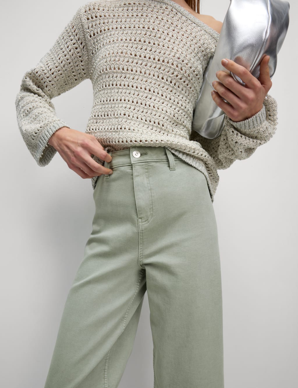 High Waisted Wide Leg Ankle Grazer Jeans 3 of 6