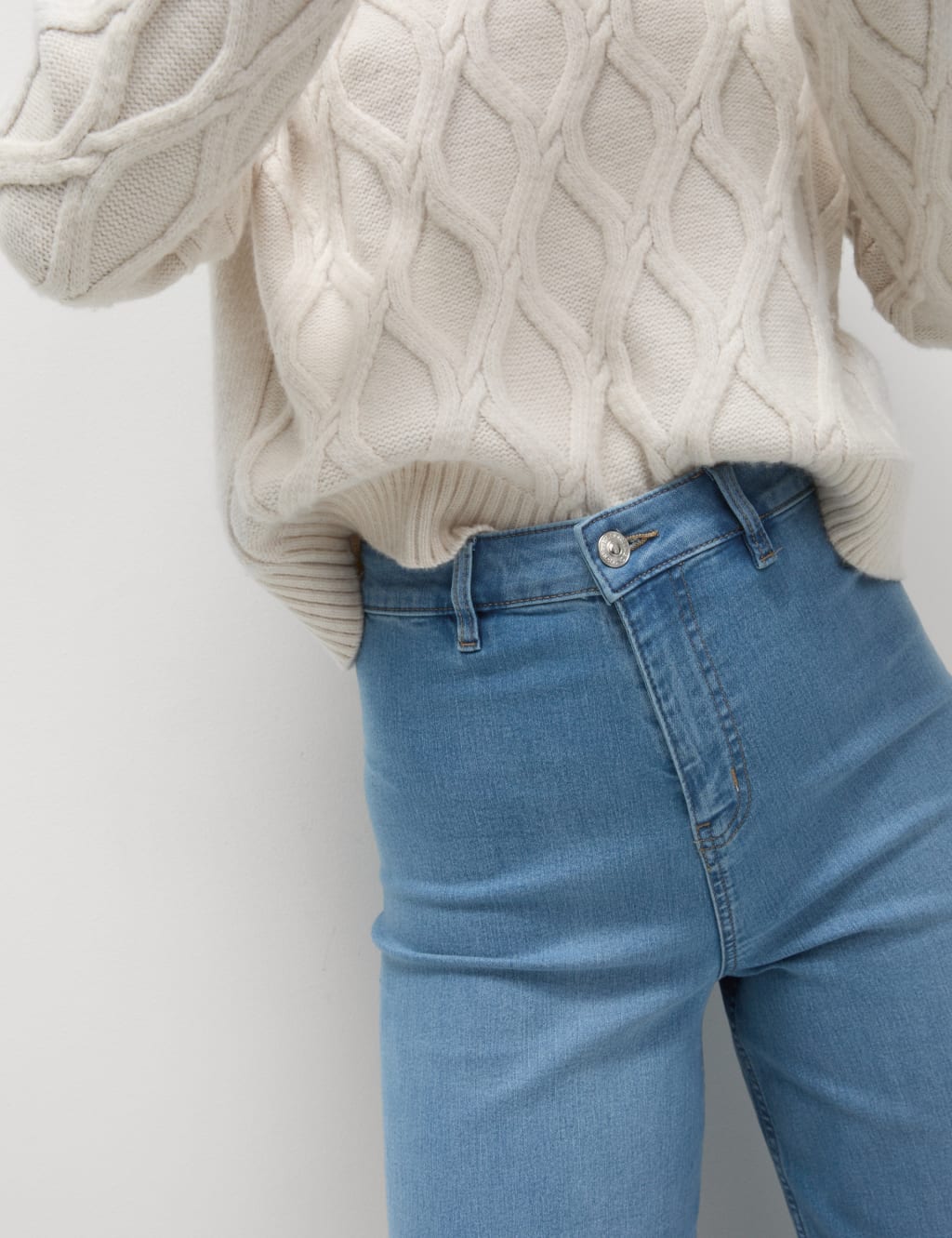 High Waisted Wide Leg Ankle Grazer Jeans 4 of 4