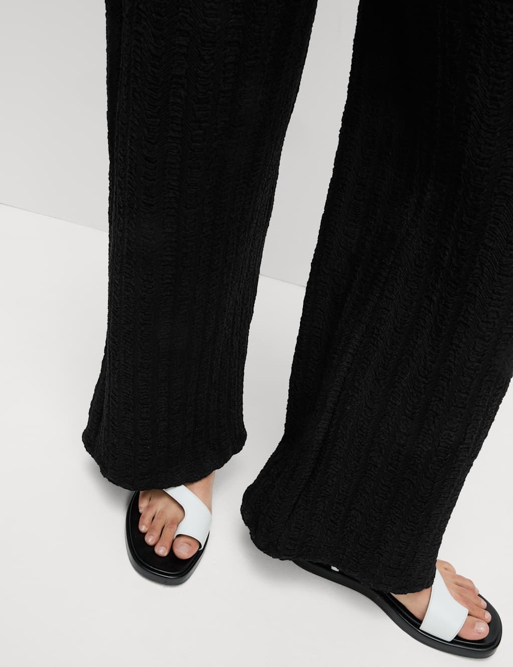 Textured Elasticated Waist Wide Leg Trousers 5 of 5