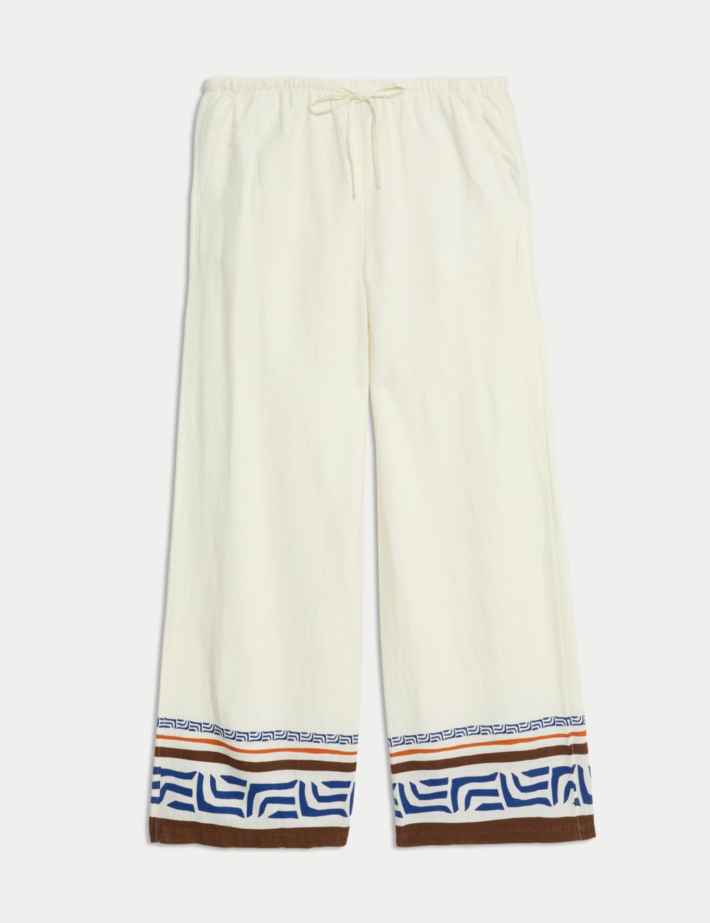 Linen Rich Printed Wide Leg Trousers 2 of 5