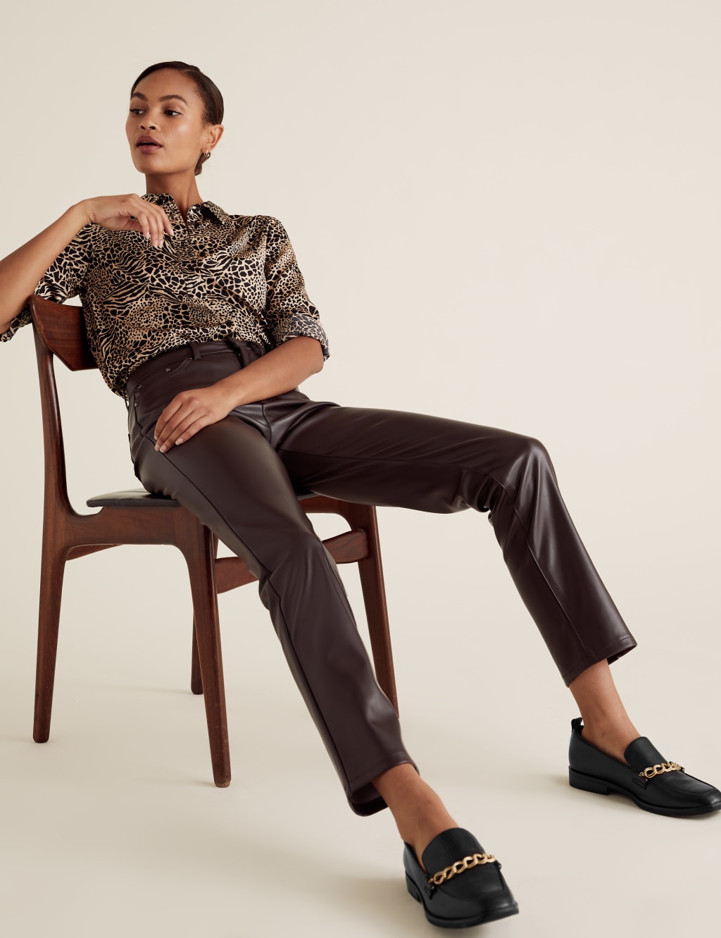 Sienna Faux Leather Straight Leg Trousers 1 of 6