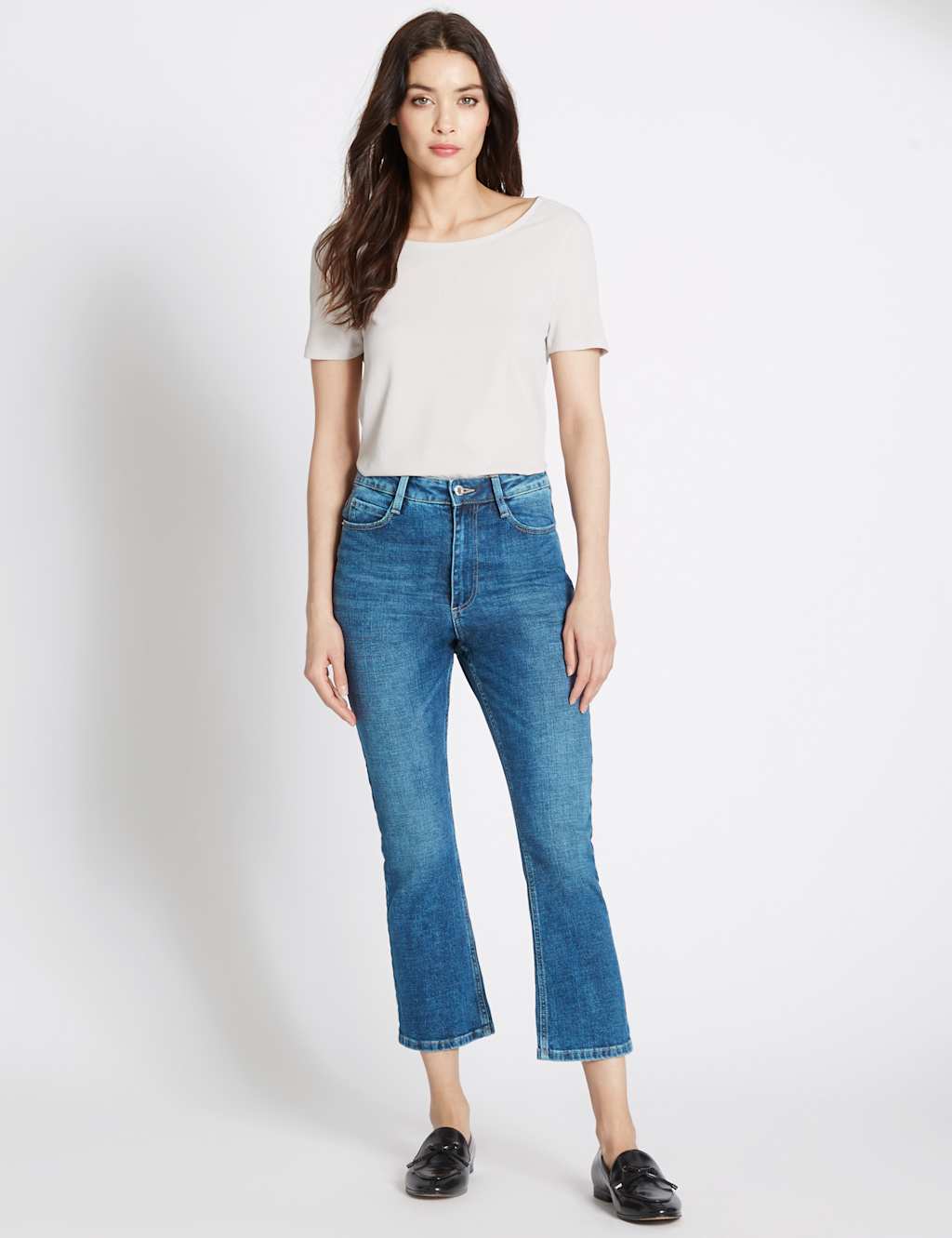 Flared Mid Rise Cropped Jeans 1 of 6