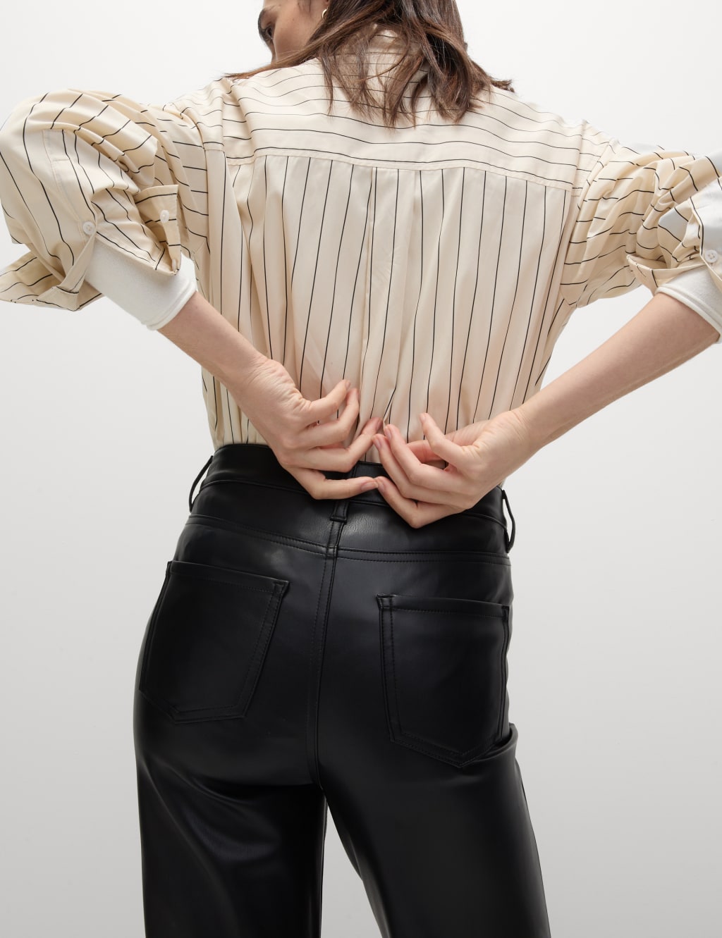 Marks and spencer faux leather trousers clearance