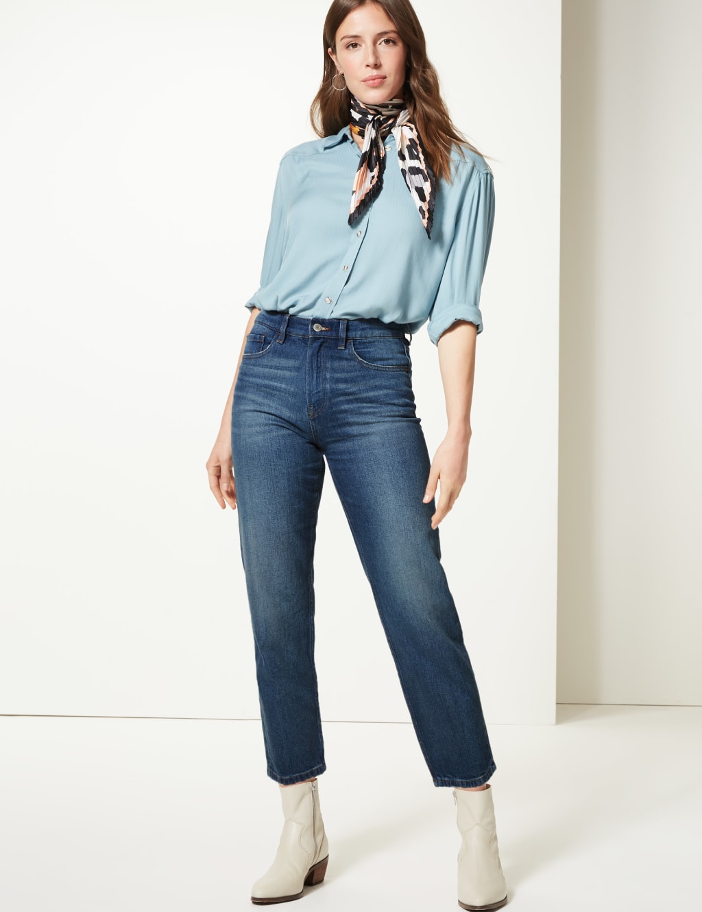 High Waist Straight Leg Ankle Grazer Jeans 1 of 5
