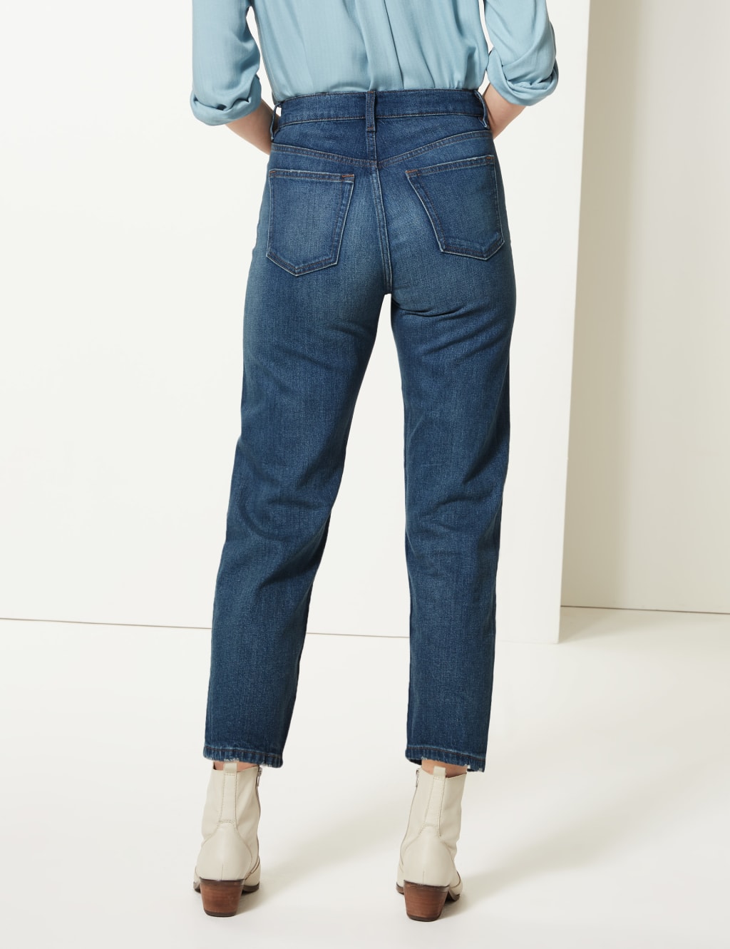 High Waist Straight Leg Ankle Grazer Jeans 3 of 5