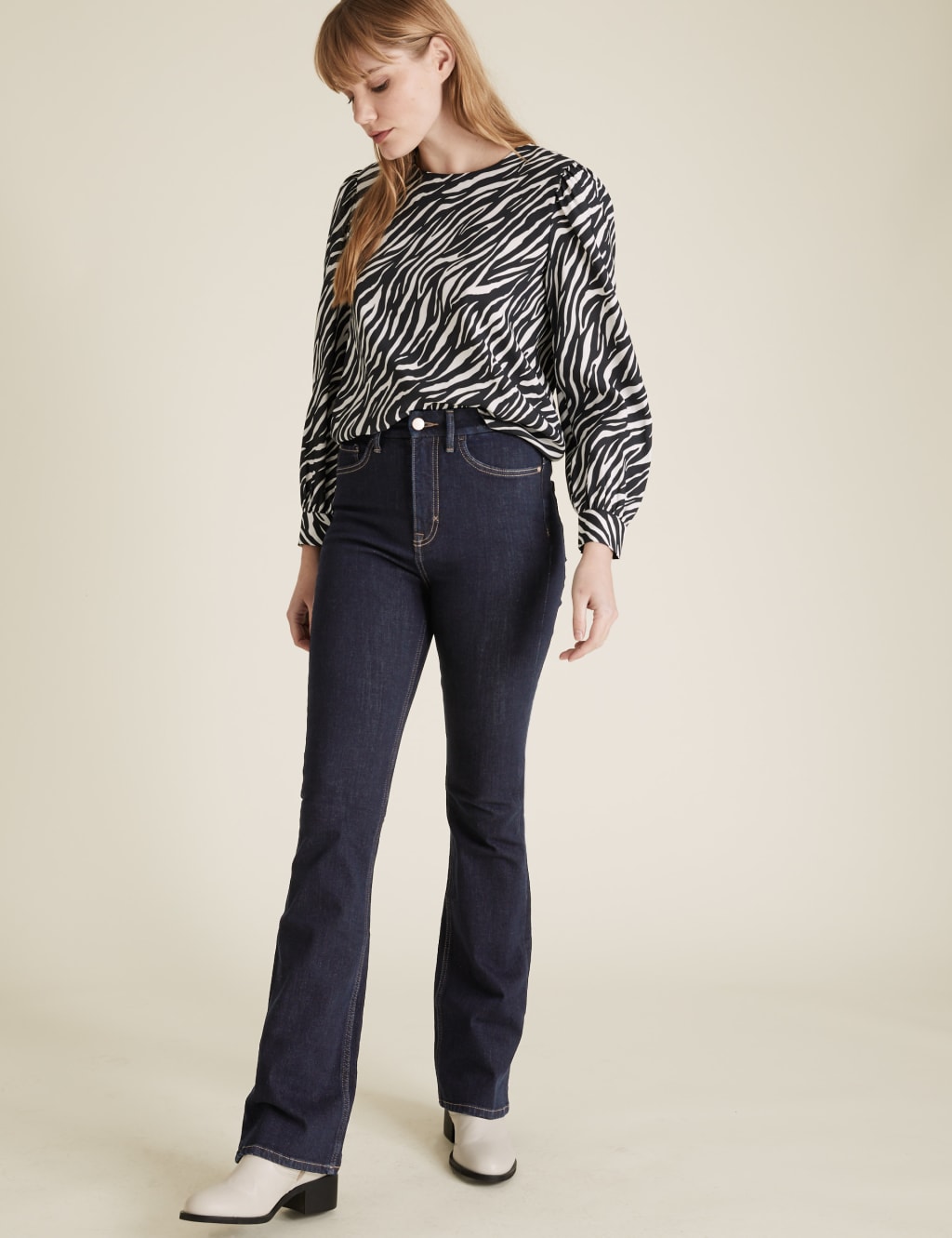 Magic Shaping High Waisted Slim Flare Jeans M S Collection M S