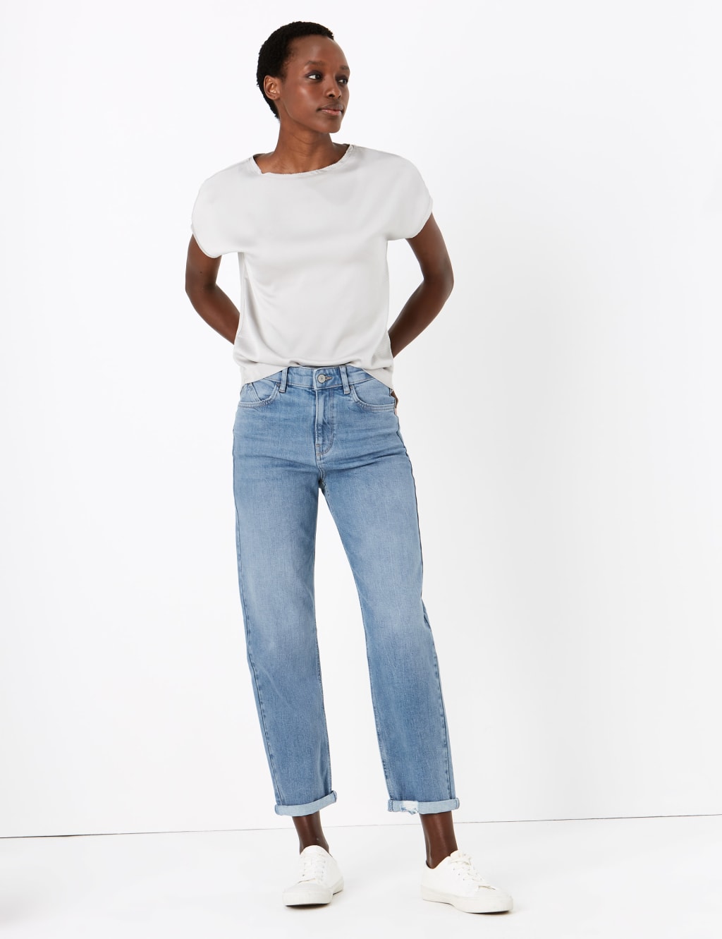 Stretch boyfriend jeans top