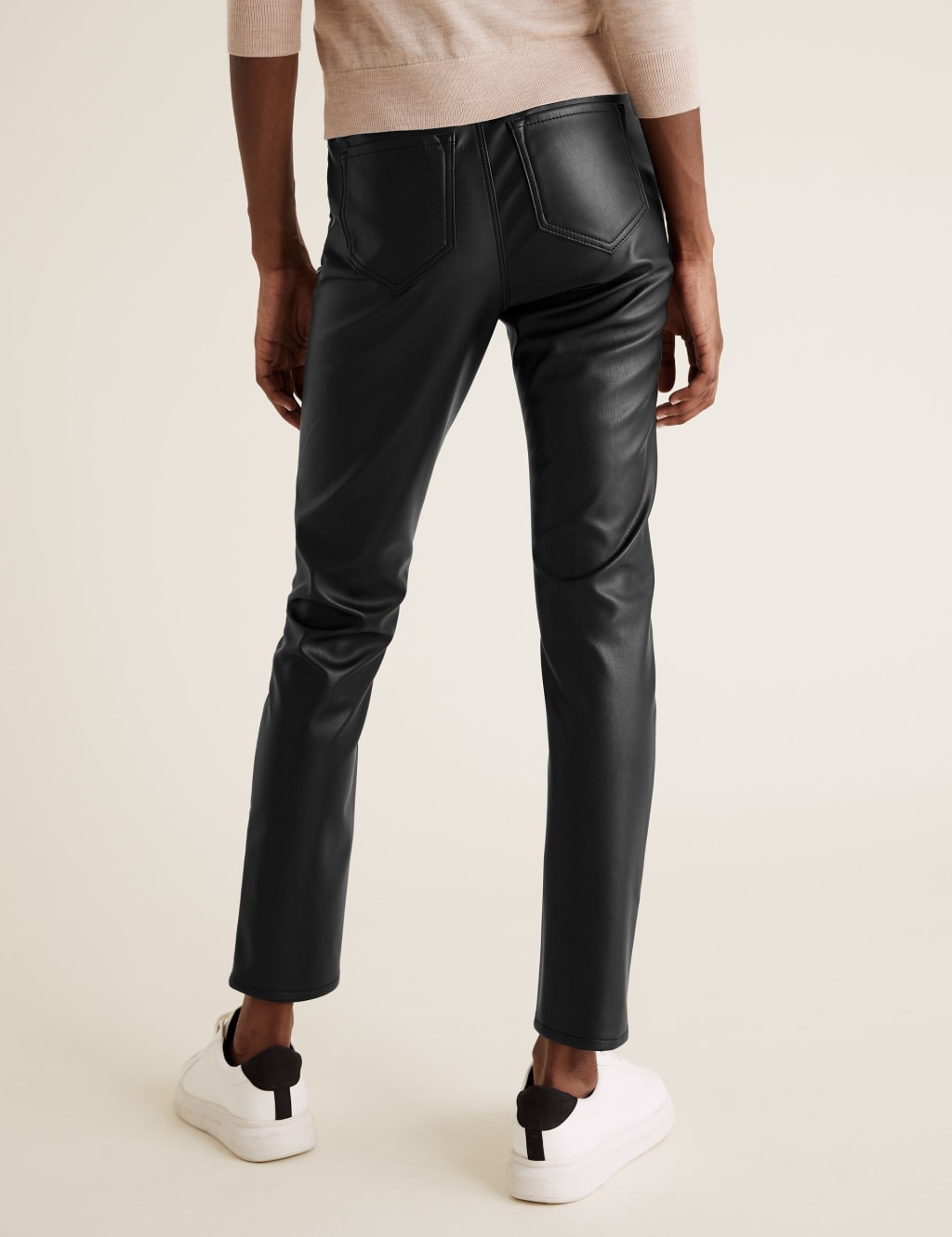 Leather Look High Waisted Slim Fit Jeans M S Collection M S