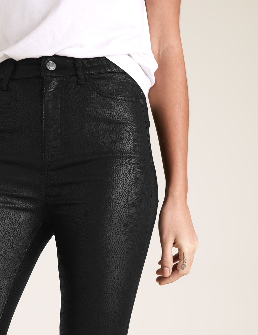 Leather look super skinny jeans on sale