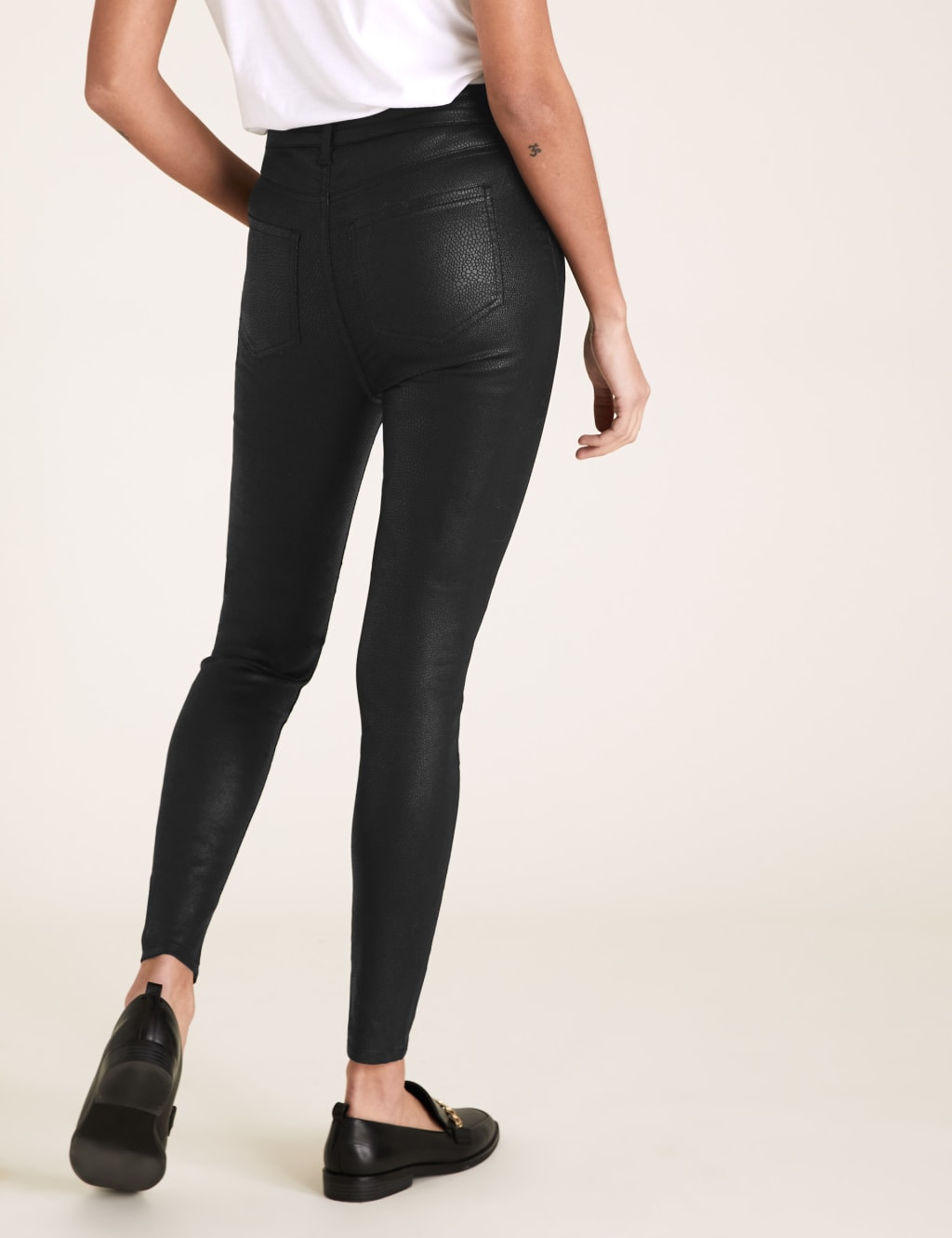 Snake Print Leather Look Skinny Jeans 4 of 5