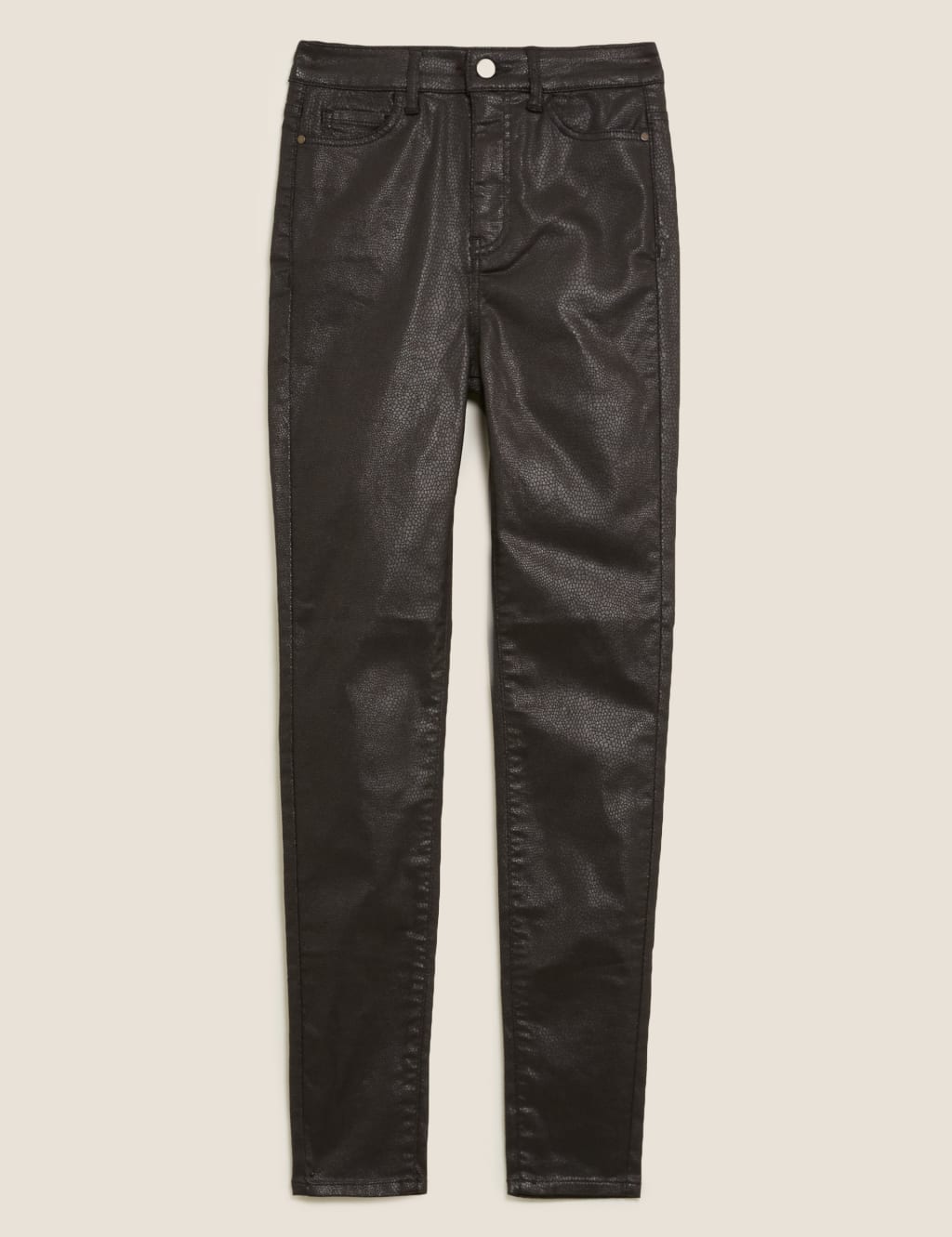Snake Print Leather Look Skinny Jeans 2 of 5